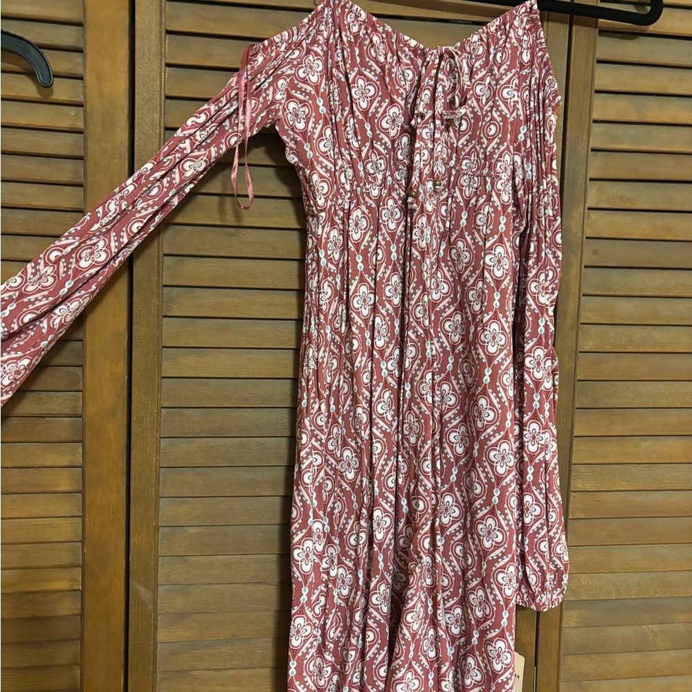 Red women’s dress with design